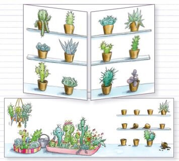 uitklapbare wenskaart cache-cache - cactussen