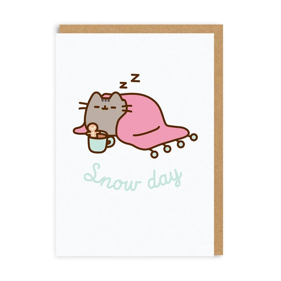 kerstkaart pusheen - snow day