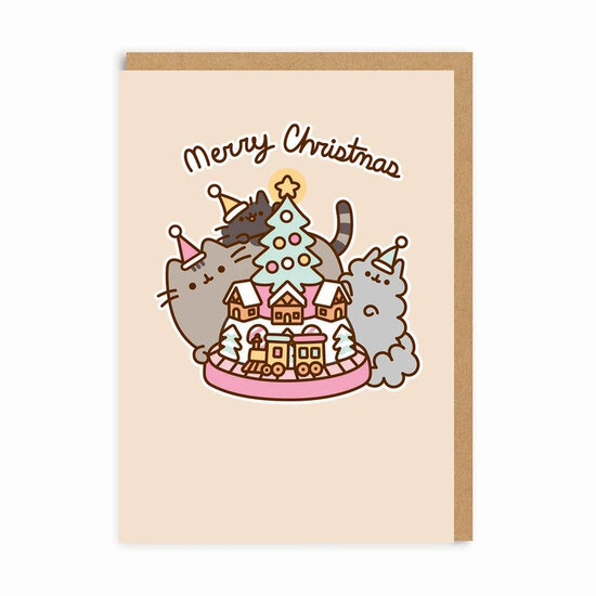 kerstkaart pusheen - merry christmas