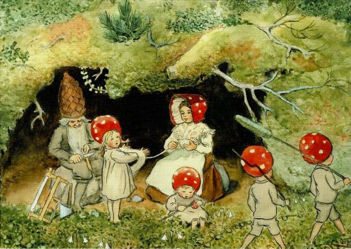 ansichtkaart Elsa Beskow - kabouterkinderen