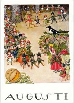 ansichtkaart elsa beskow - augusti