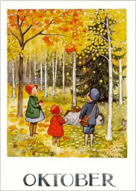 ansichtkaart elsa beskow - oktober