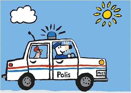 ansichtkaart - muis in politieauto