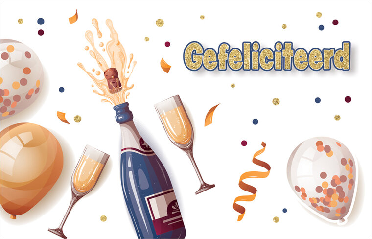 felicitatiekaart - gefeliciteerd - champagne