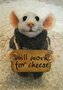 santoro tiny squee mousies wenskaart - will work for cheese