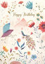 grote verjaardagskaart A4 - izou - happy birthday - vogel en bloemen