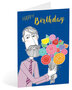 verjaardagskaart busquets - happy birthday - man met bos bloemen