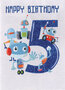 5 jaar - verjaardagskaart - happy birthday - robot