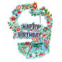 3d verjaardagskaart - pendulum - happy birthday - bloemen