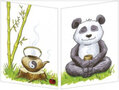 uitklapbare wenskaart cache-cache - yin en yang - panda met thee