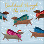 luxe kerstkaart woodmansterne - dachshund through the snow! - teckel