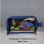 3D pop up wenskaart - message in a bottle - mallard train - trein locomotief