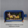 3D pop up wenskaart - message in a bottle - stephenson's rocket - trein locomotief