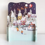 3d pop-up kerstkaart miniature greetings - sneeuwpret schaatsen