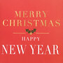 8 kerstkaartjes x-mas typo - merry christmas happy new year