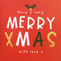 8 kerstkaartjes x-mas typo - have a very merry xmas with love x