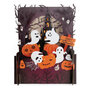 Miniature pop-up kaart Happy Halloween - spoken en pompoenen