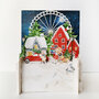 3d pop-up kerstkaart miniature greetings - kerstdorp met reuzenrad