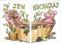 uitklapbare wenskaart cache-cache - zen birthday - varkens