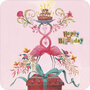 vierkante ansichtkaart met envelop - happy birthday - flamingo