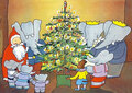 ansichtkaart - babar viert kerst