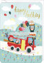 wenskaart correspondances - happy birthday - brandweerauto