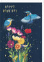 grote verjaardagskaart A4 - jehanne weyman - happy bird’ day - vogels en bloemen