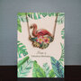 luxe wenskaart met ketting - have a fabulous birthday - flamingo