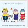 wenskaart rosiemadeathing - cycling eat a lot of cake