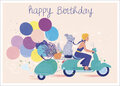 ansichtkaart van audrey bussi - happy birthday - scooter