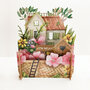 3d pop-up kaart miniature greetings - new home - huis en bloemen