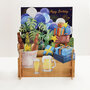 3d pop-up kaart miniature greetings - happy birthday - bier en cadeautjes