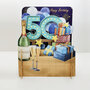 50 jaar - 3d pop-up verjaardagskaart miniature greetings - champagne