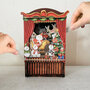 3D pop up kerstkaart  - theater - kerstman en rendier