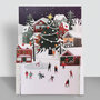 3d pop-up kerstkaart miniature greetings - sneeuwpret, schaatsen