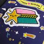 luxe verjaardagskaart met opstrijkbare patch - happy birthday - ster