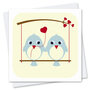 wenskaart stripey cats - love birds