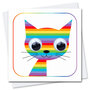 wenskaart stripey cats - regenboog kat