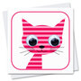 wenskaart stripey cats - kat roze