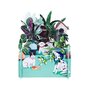 3d pop-up kaart miniature greetings - honden planten vogelhuisje