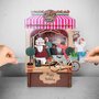 3d pop-up greeting card - paper theatre - happy birthday - cake shop