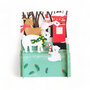 3d pop-up kerstkaart miniature greetings - xmas post dieren