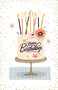 verjaardagskaart - happy birthday - taart en bloemen