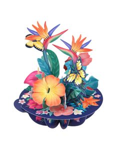 3D kaart - pirouettes cards - tropische bloemen | muller wenskaarten