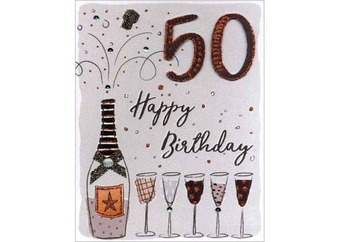 Pa lanthaan Corporation 50 jaar - grote verjaardagskaart A4 - happy birthday - champagne|Muller  wenskaarten