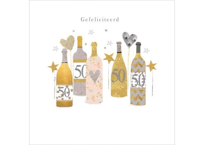 Diploma Netelig Empirisch 50 jaar - luxe felicitatiekaart gold leaf - gefeliciteerd - champagne wijn  | muller wenskaarten