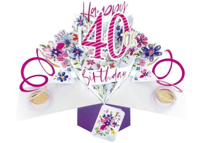 Ruwe olie Bezwaar Gek 40 jaar - 3D verjaardagskaart - pop ups - happy 40th birthday -  bloemen|Muller wenskaarten