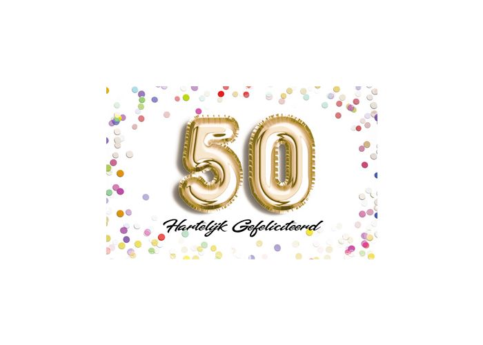 Plenaire sessie kleurstof Ligatie 50 jaar felicitatiekaart - hartelijke gefeliciteerd | muller wenskaarten