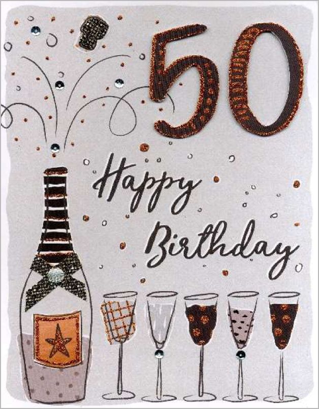 Horzel Voorkeursbehandeling Luchten 50 jaar - grote verjaardagskaart A4 - happy birthday - champagne|Muller  wenskaarten