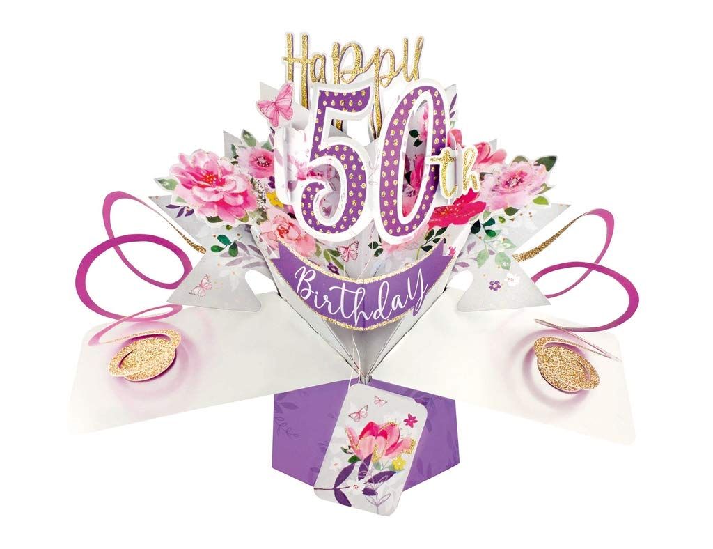 50 - 3D verjaardagskaart pop ups - happy 50th birthday - wenskaarten